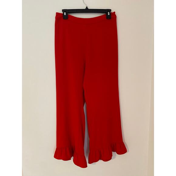 JB Julie Brown New York Red Palazzo Ruffle Bottom Career Dress Pants 6 EUC - Picture 1 of 8